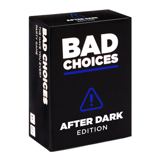 Bad Choices After Dark expansion pack cards laid out on table for a lively game night.