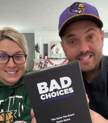 BAD CHOICES group play table scene captures energetic interaction during gameplay