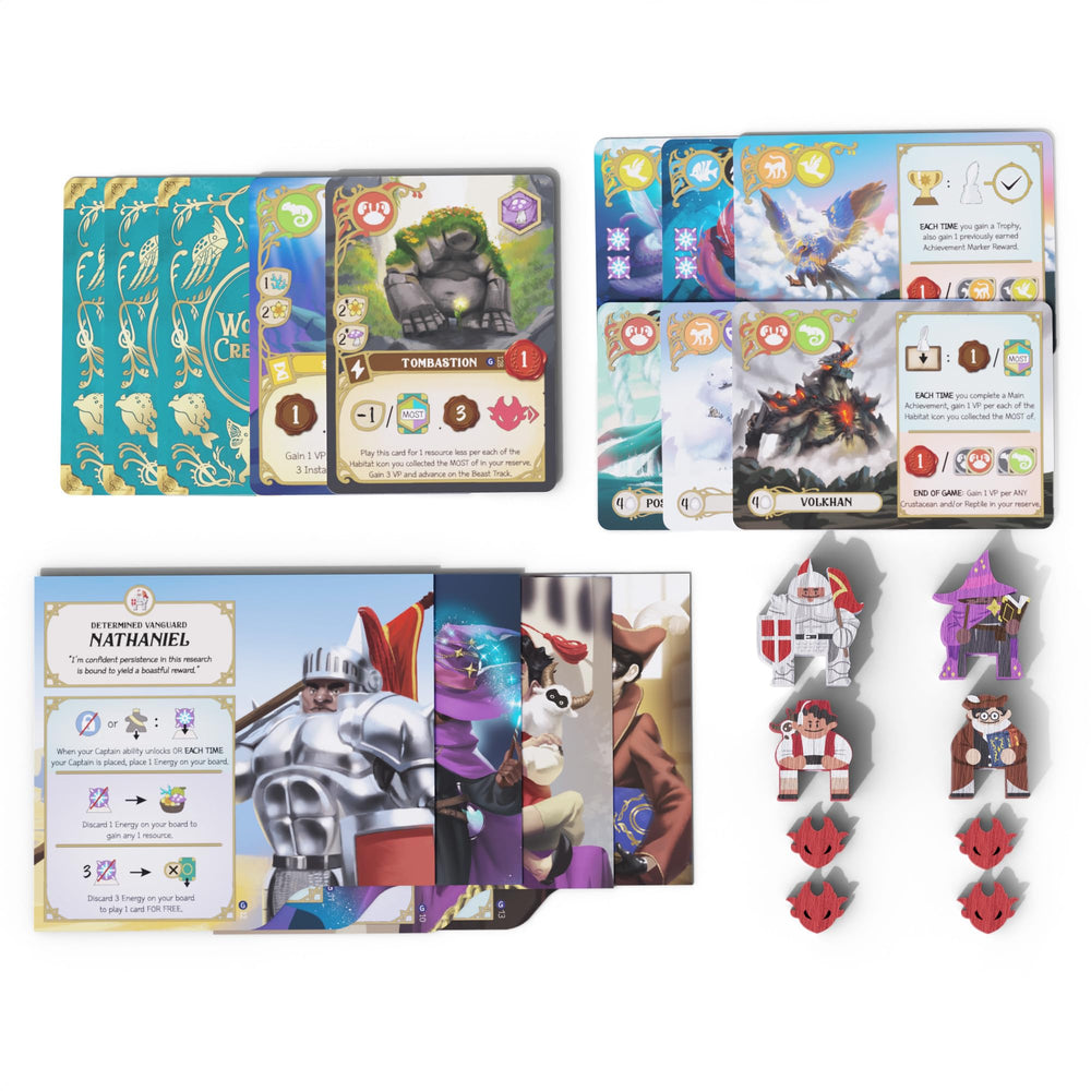 BAD COMET Wondrous Creatures components including eggs and habitat tiles for engaging gameplay.