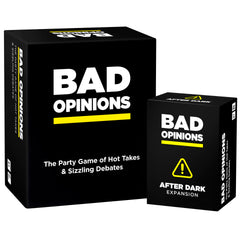 BAD OPINIONS game front cover, ideal for party inspiration