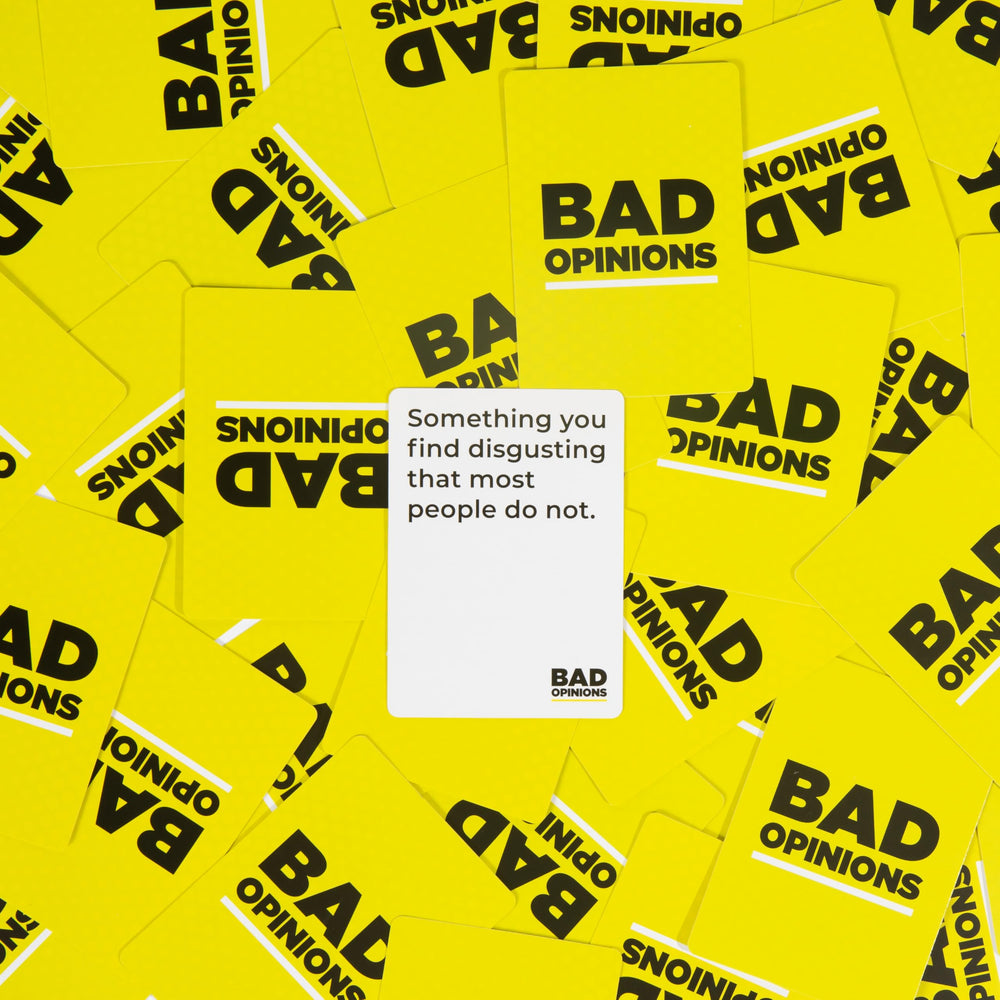 BAD OPINIONS gameplay box, easy setup for casual game nights
