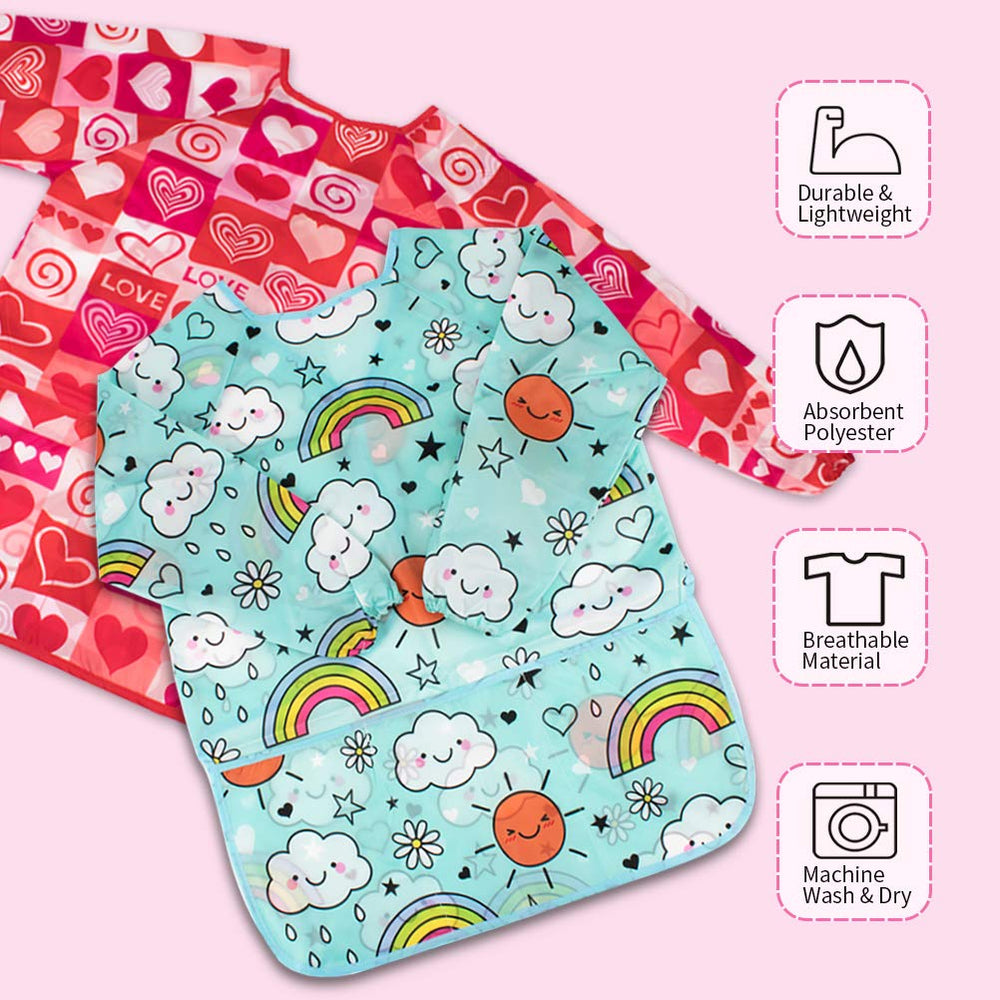 BAHABY kids smock easy-clean design simplifies cleanup afterward.