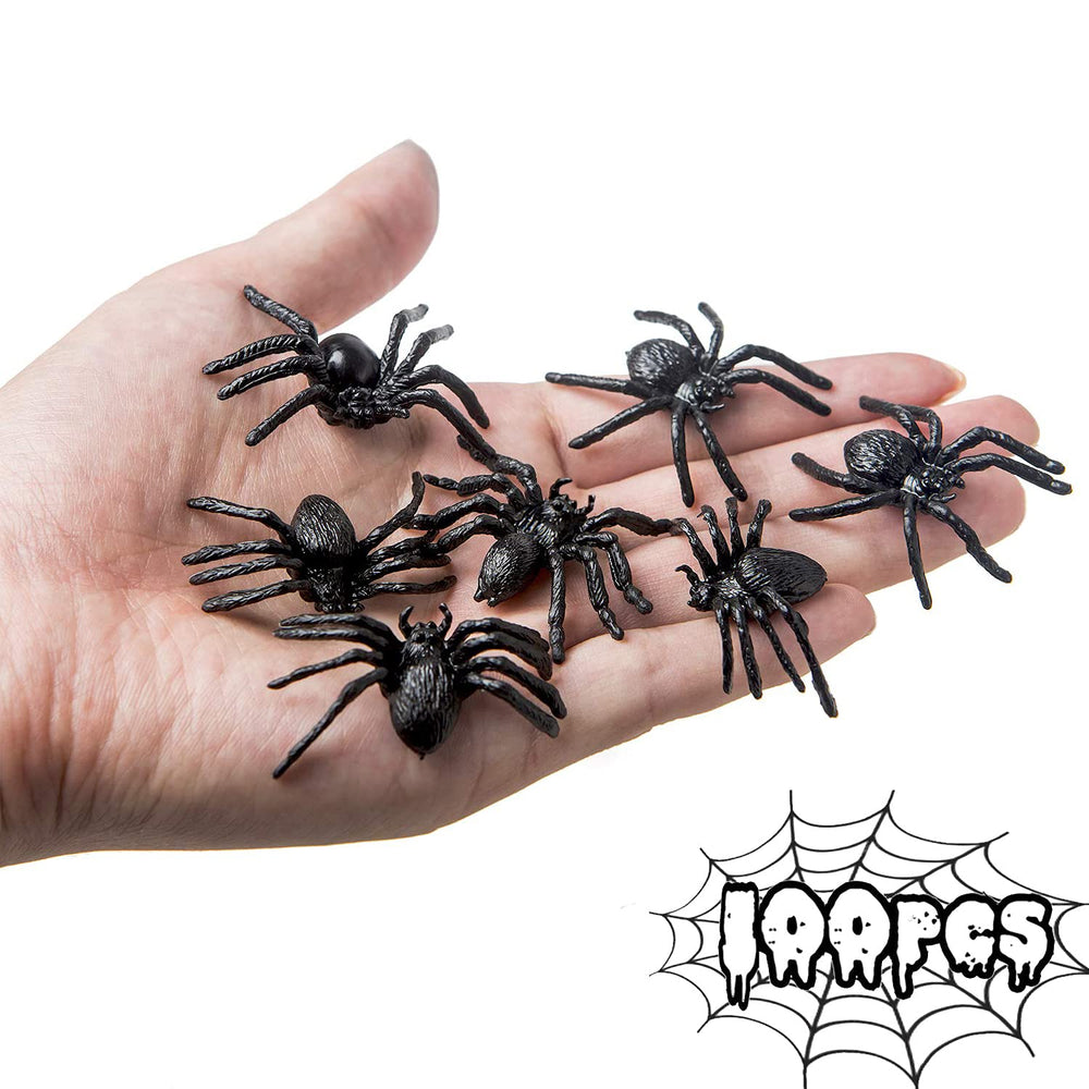 BAINFE plastic spiders 100-piece set for realistic Halloween decor