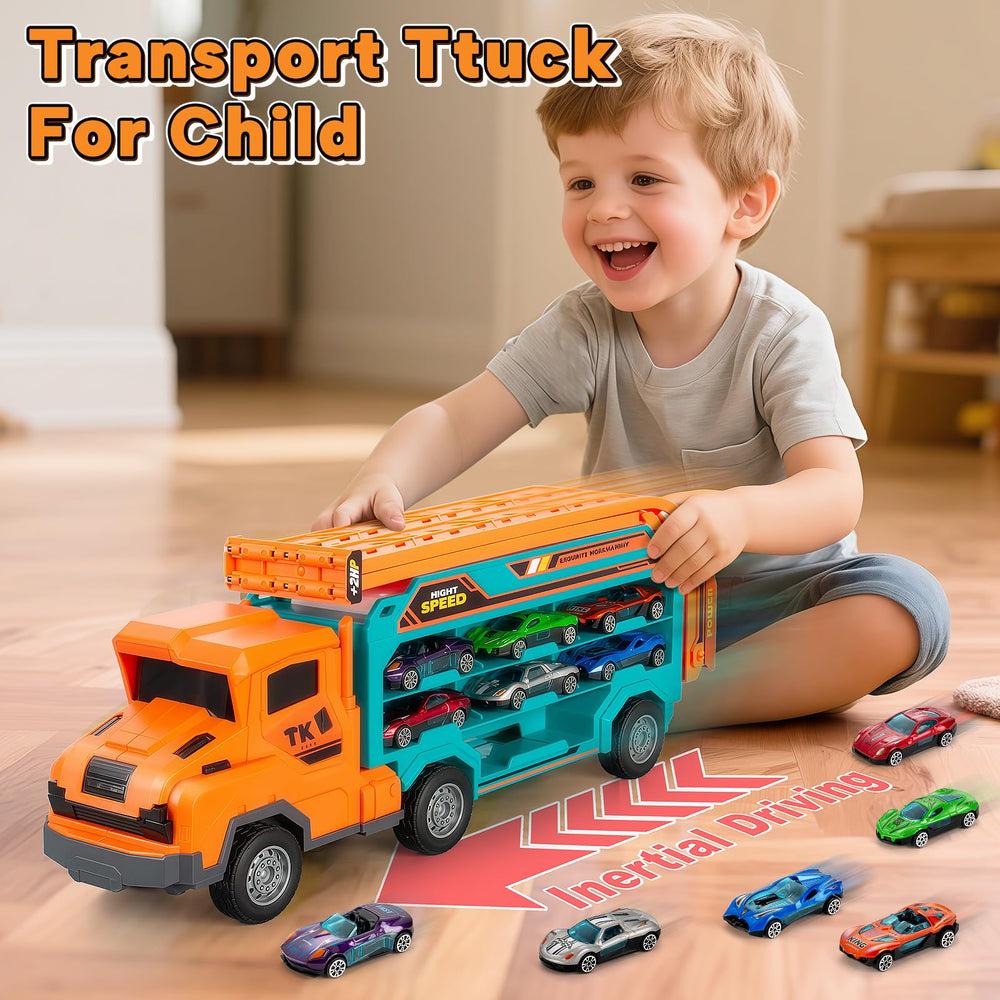 BainGesk Carrier Truck Toy six mini die-cast cars included.