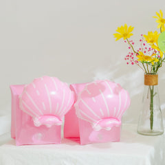 BAITEMJIA arm floaties pink shell worn on arm; easy to spot in water