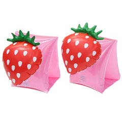 BAITEMJIA arm floaties pink strawberry pattern closeup for safe pool play.
