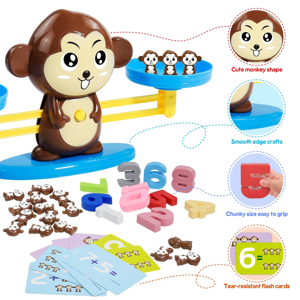 BAKAM Monkey Balance Scale cards - 30 double-sided cards for varied counting challenges.