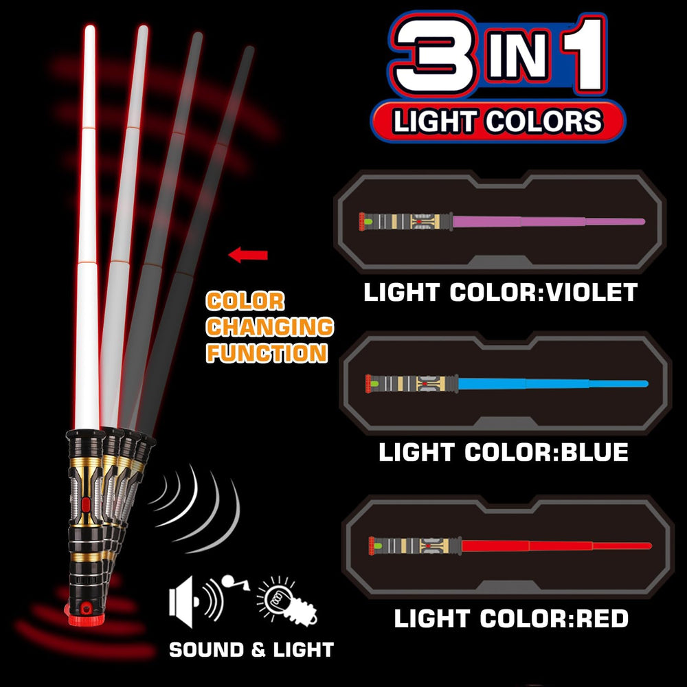 Bakatatoyz extendable swords measure 18-33 inches for versatile dueling setups.
