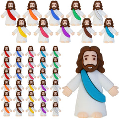 Bamamon mini Jesus figurine 30-pack in bright colors for Easter crafts.