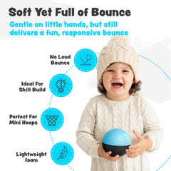 Soft-foam BAMMAX ball delivers quiet indoor bounce for peaceful play.