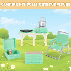 BananMelonBM dollhouse camping chair in green supports cooperative pretend play