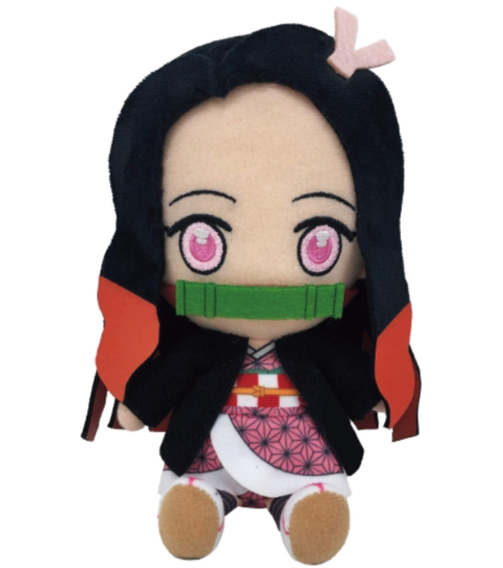 Bandai Demon Slayer Nezuko Chibi Plush front view for cozy display and gift-ready charm.