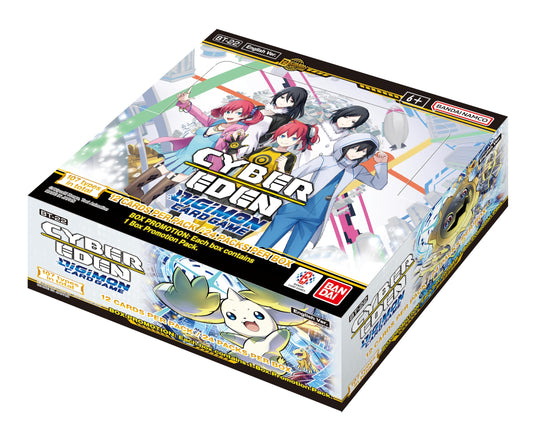 BANDAI Digimon Cyber Eden booster display front view showing collection potential