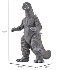 Bandai Godzilla 1955 figure stands 5.9 inches tall for shelf display.