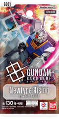 Close-up of booster packs from Gundam Card Game Newtype Rising GD01 for gameplay expansion