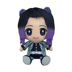 Bandai Kocho Shinobu chibi plush face detail, soft and collectible for shelves