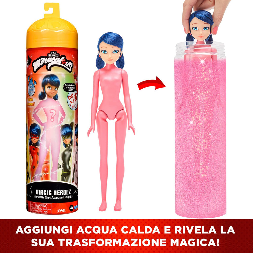 Bandai Miraculous Ladybug color reveal doll container showing hidden surprise