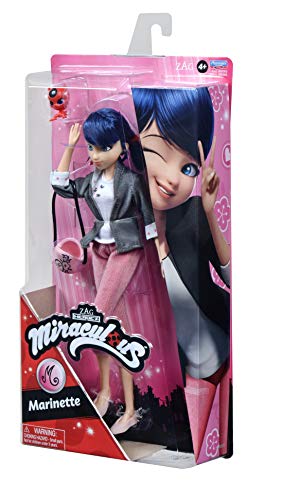 Bandai Miraculous Marinette doll with removable outfit for dress-up fun.