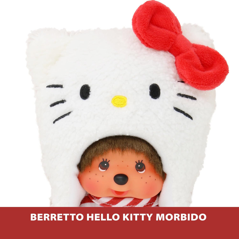 Bandai Monchhichi plush held by a child, gentle playmate and display piece.