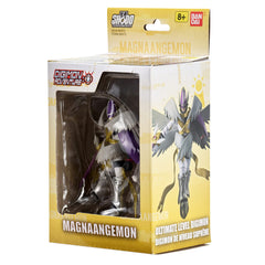 Poseable MagnaAngemon stands securely on a shelf or desk.