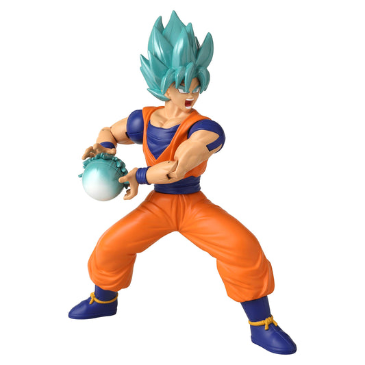 Bandai Namco Dragon Ball Super Blue Goku figure front view for dramatic display.