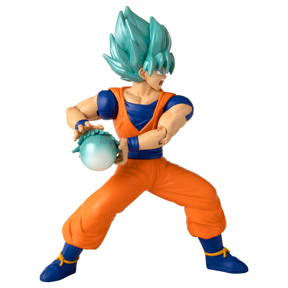 Bandai Namco Dragon Ball Super Blue Goku 7in side view perfect for shelf dioramas.