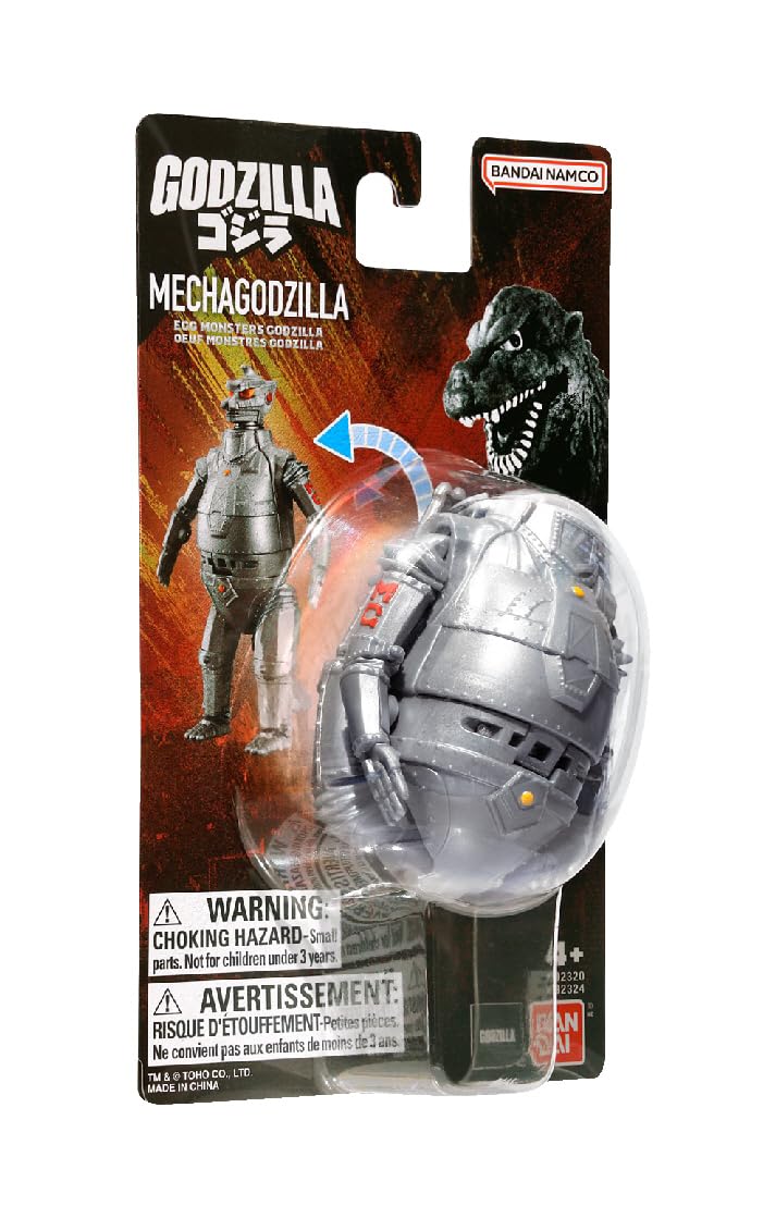 Bandai Namco Godzilla Mecha Godzilla transforming egg figure on a shelf.