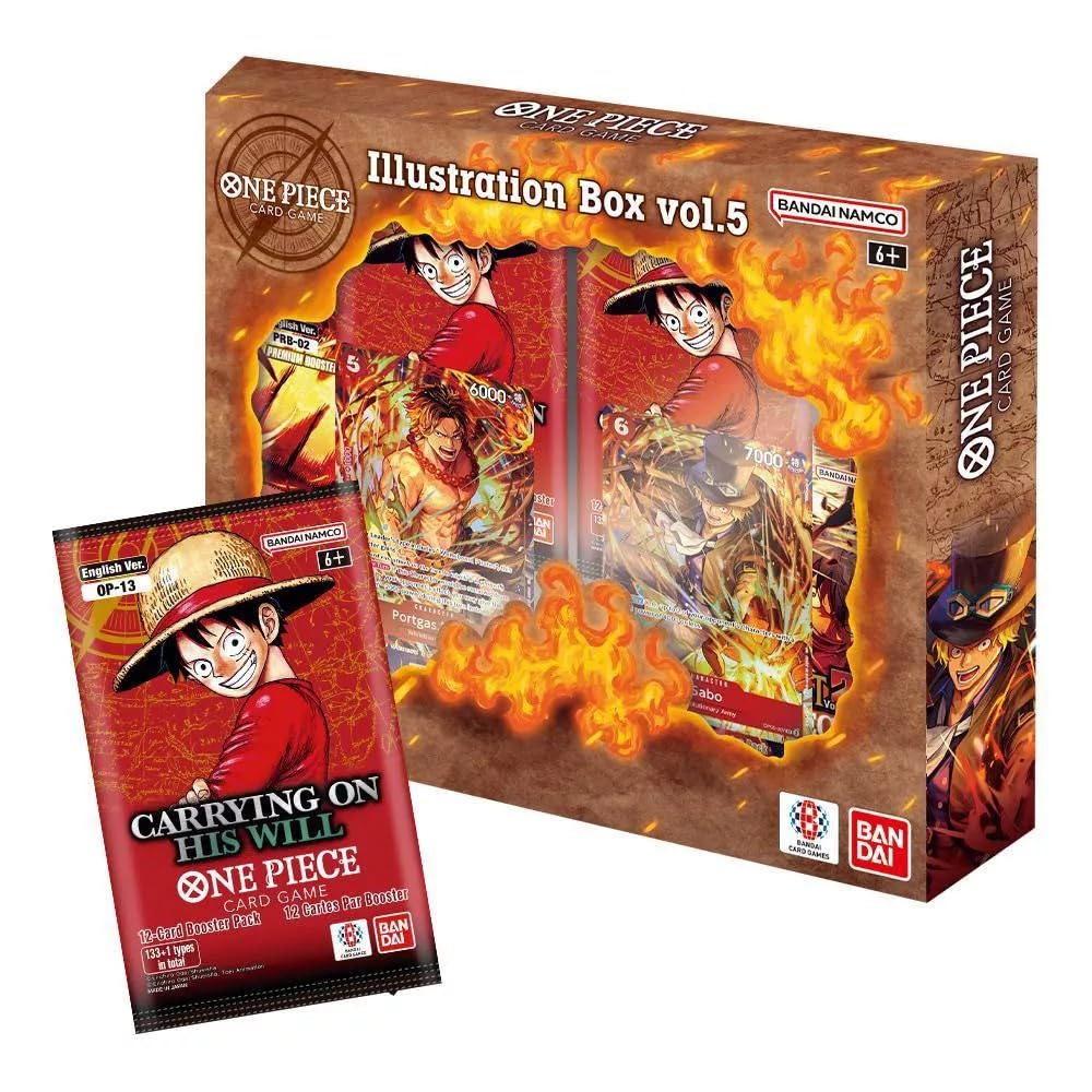 Bandai One Piece TCG Illustration Box Vol. 5 promo cards highlight exclusive artwork for collections.