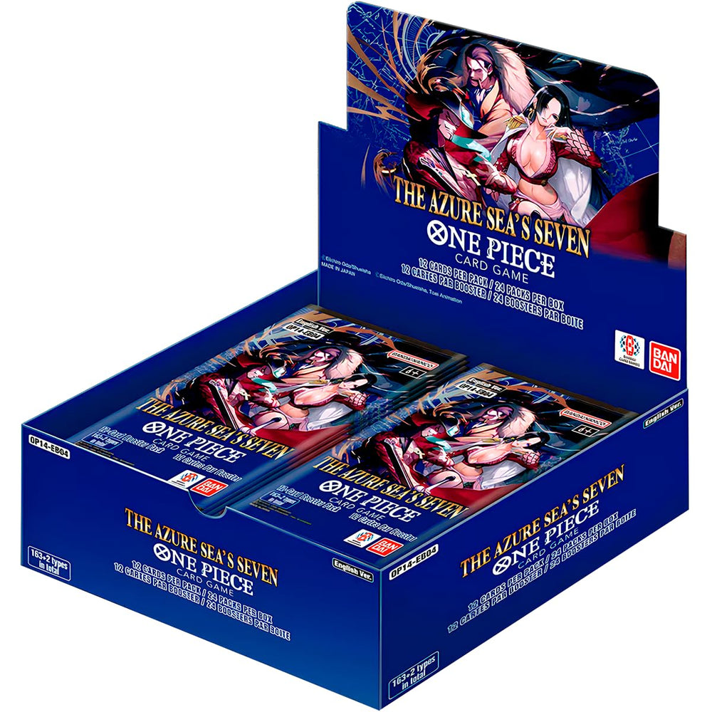 Bandai One Piece TCG OP-14 display box organizes 24 packs for convenient shopping.