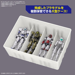 Stacked Bandai Spirits Multi Builders Case setup to save space in a hobby desk.