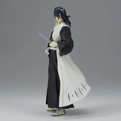 Banpresto Byakuya Kuchiki collection display complements other figures on shelves.