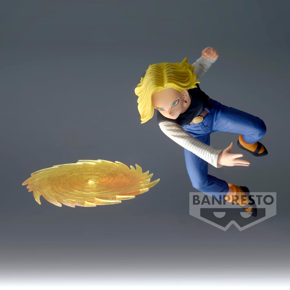 Banpresto Android 18 GXmateria figure eco-packaging supports sustainable displays.