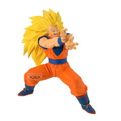 Banpresto Dragon Ball Z Super Saiyan 3 Goku vs Majin Buu figure in iconic pose for display.