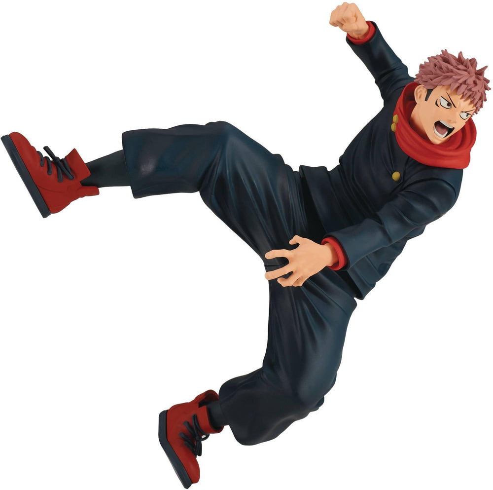 Banpresto Jujutsu Kaisen Yuji Itadori statue with base stand for display.