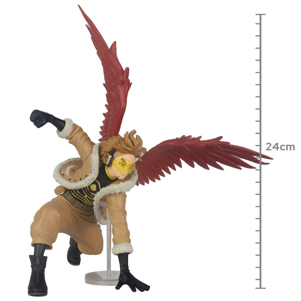 Banpresto MHA Hawks figure on base stand for stable display and posing.