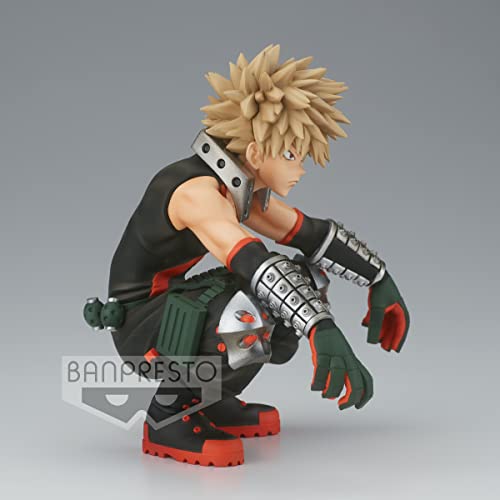 Banpresto My Hero Academia Bakugo figure offers collectible charm on a display shelf.