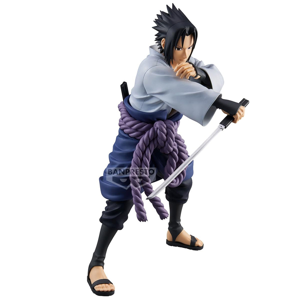 Banpresto Naruto Sasuke Grandista 9.4-inch figure highlighted as a striking centerpiece.