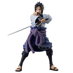 Banpresto Naruto Sasuke Grandista official licensed figure with Bandai Namco branding.