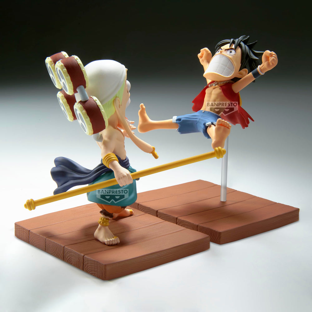 Banpresto Luffy Enel collectible for fans seeking compact, high-detail pieces.