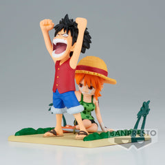 Collectors' display-ready Banpresto Luffy & Nami World Collectable figure.