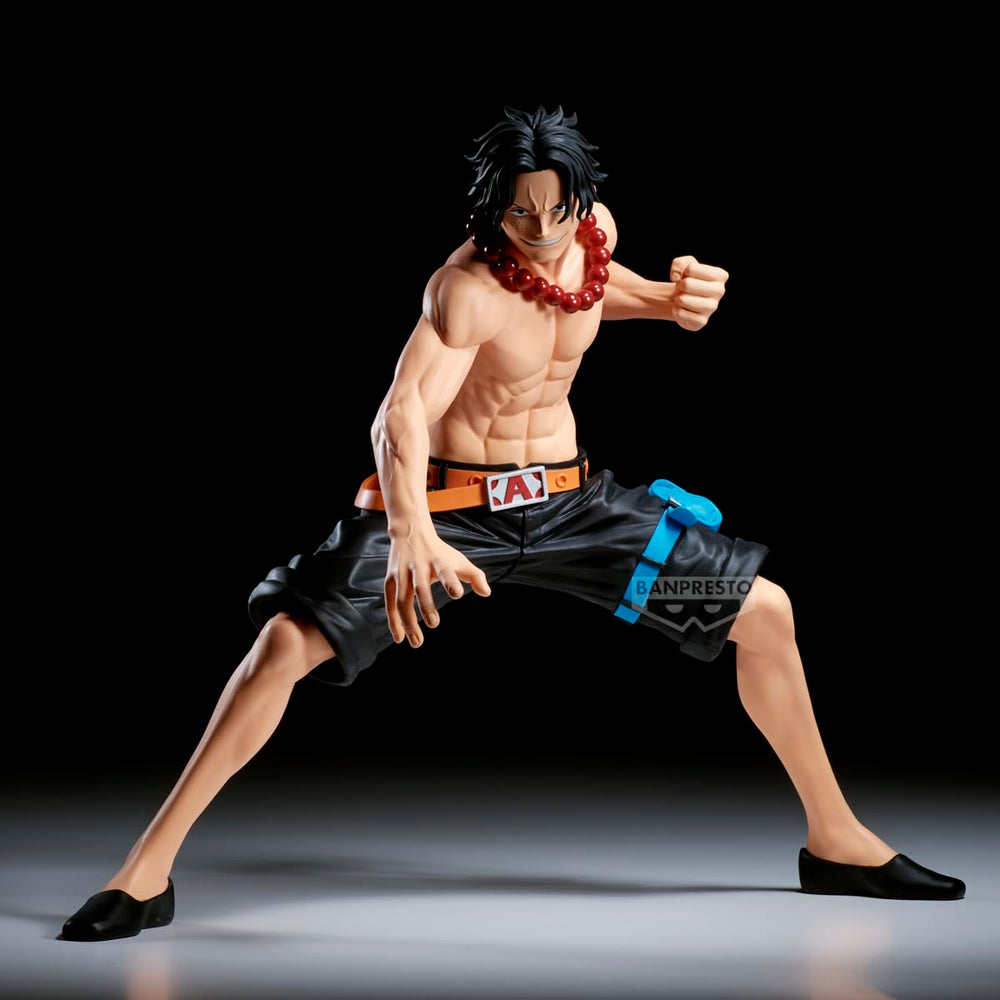 Portgas D. Ace Grandista figure adds shelf presence with dynamic character display.