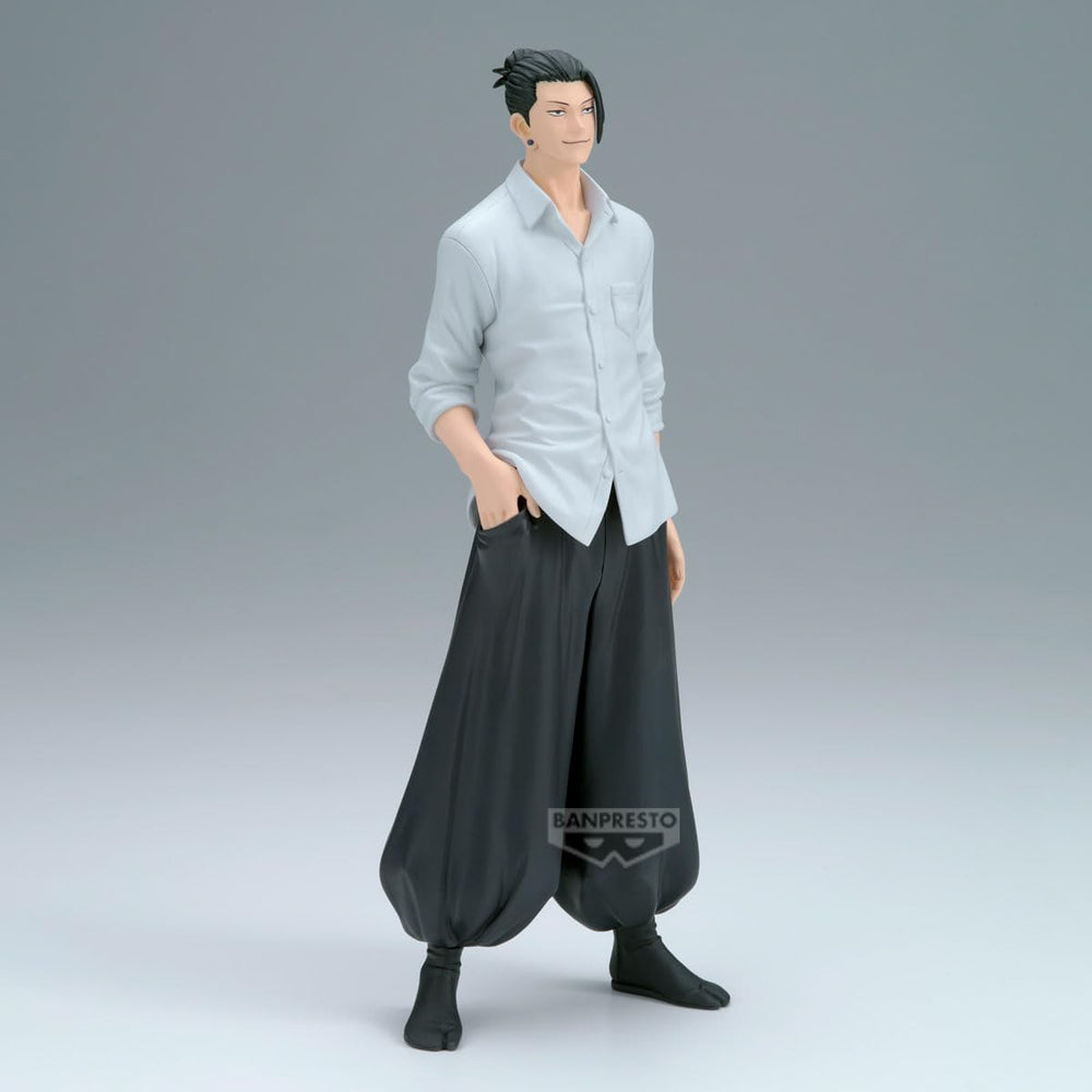 Close detail of Banpresto Suguru Geto sculpt and color on the figure