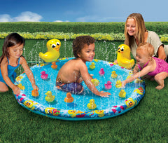 BANZAI Duck Splash 48-inch diameter mat creates a spacious splash zone.