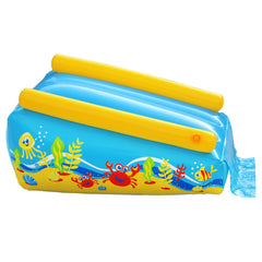 BANZAI My First Water Slide hose-attachment shows easy connection.