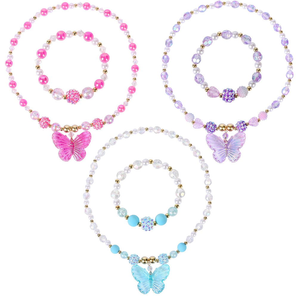BAOBAOJOY princess butterfly necklace for kids, colorful pendant adds whimsy to dress-up.
