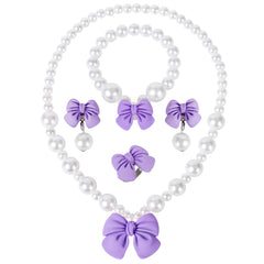 BAOBAOJOY purple bow necklace for little princesses, part of the jewelry set.