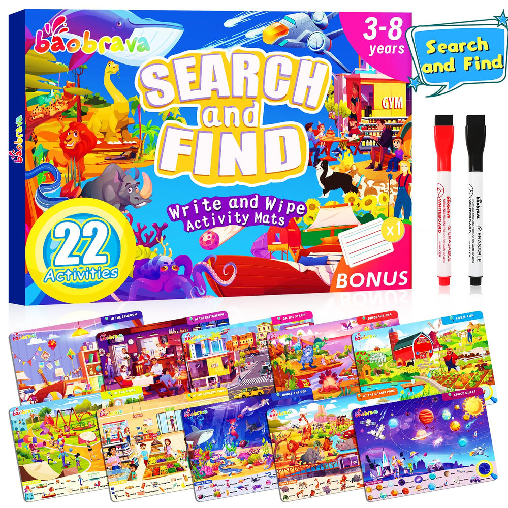 Baobrava Search and Find cardset restaurant scene boosts memory and focus during play