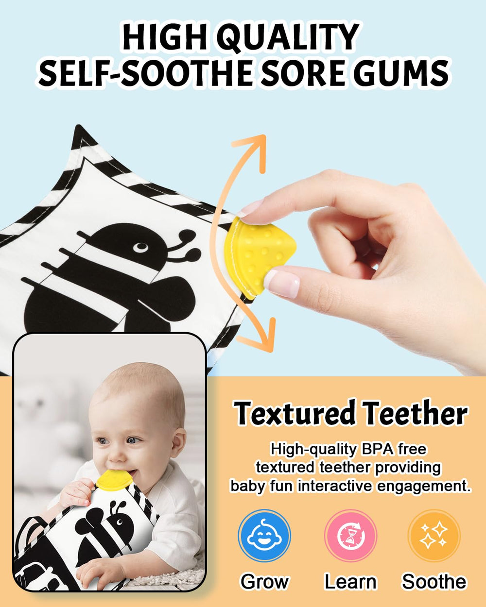 Baobrava tummy time design encourages limb strengthening and engagement.