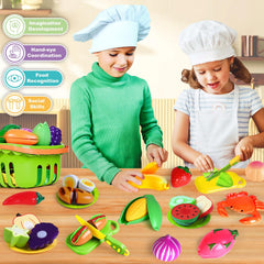 BAODLON 82-piece pretend food set boosts color and shape recognition.