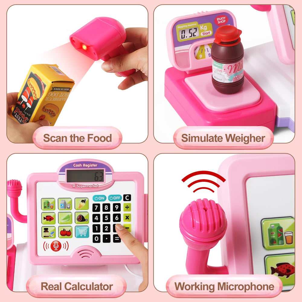 Baodlon pink electronic scale for comparing item weights in pretend store